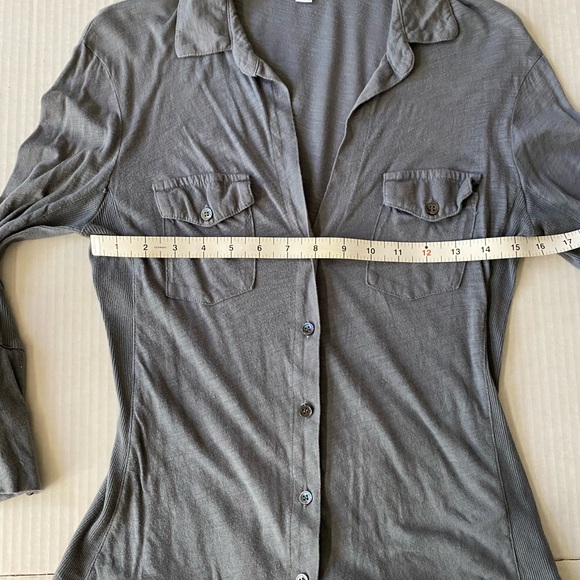 Standard James Perse light smokey denim blue sheer side slub shirt size 2 - Picture 5 of 12